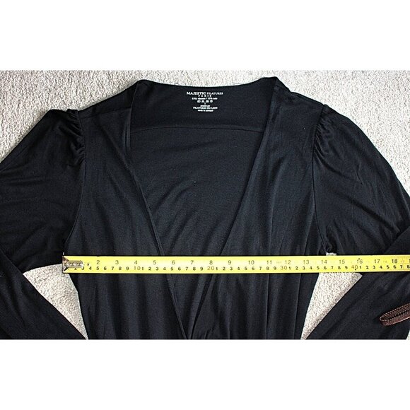 Majestic Filatures - Silk Touch Long Sleeve Wrap Dress - Black - Small - Picture 7 of 7